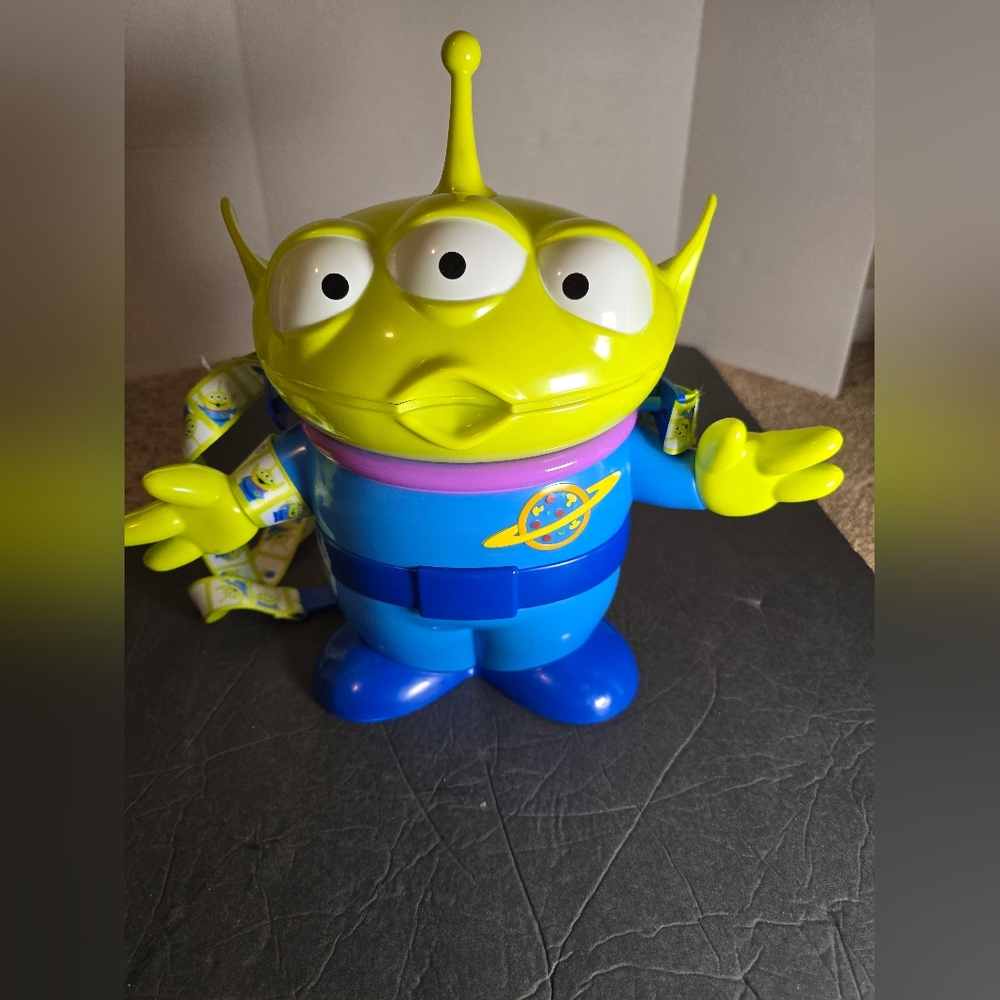 Disney Parks Toy Story Pizza Planet Green Alien Popcorn Bucket & Strap Souvenir